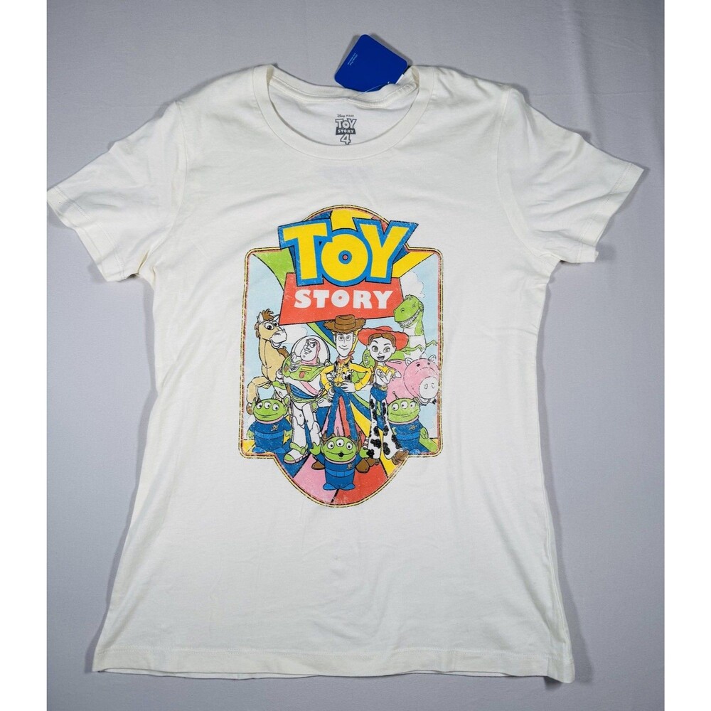 Disney Pixar Toy Story 4 Graphic T-Shirt Womens Large White Character Tee